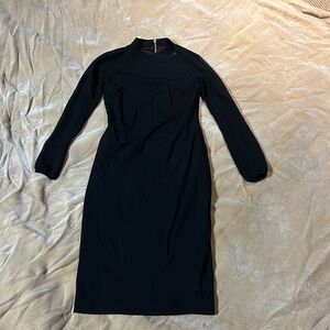 little black dress! raglin sheer sleeves full back zip